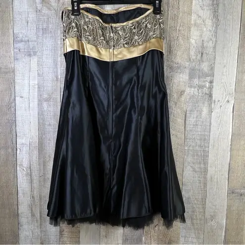 Gunne Sax Jessica McClintock for Size 13/14 Sleeveless Prom Black & Gold Dress