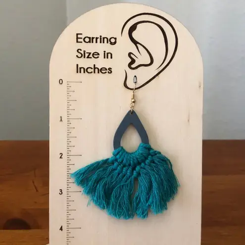 Set of 6 Boho Statement Earrings Tassel Fringe Feather Festival Hook Clasp NWOT