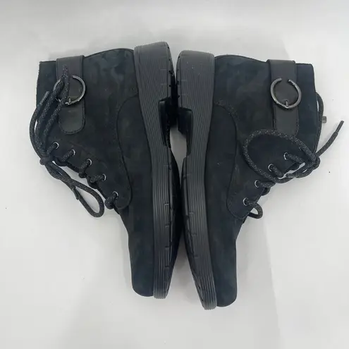 Munro Buckley Boots Size 7.5 Black Nubuck Leather Lace Up Zipper Buckle NWOT