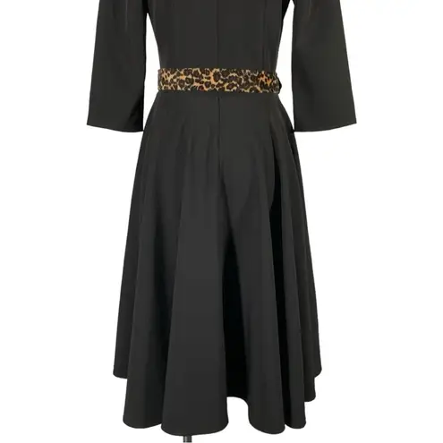 British Retro Rockabilly Midi Swing Dress Size 8 Black