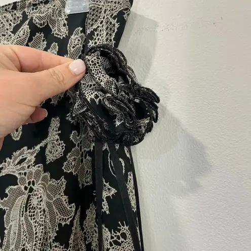 Cami International Y2K Floral Midi Skirt Black Beige Boho Size 16