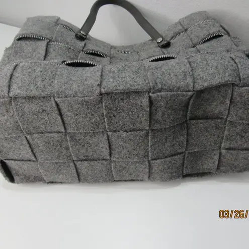 Alma Tonutti Grey Zipper Wool Woven Tote Handbag Made In Italy Satchel Gray