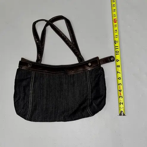 💜 Thirty One Denim Purse Bag with G Monogram & Removable Floral Flower Blue