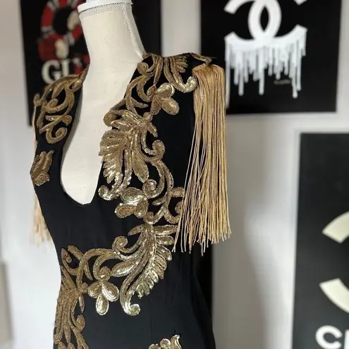 NWOT Evening Gown in Black & Gold Size 4
