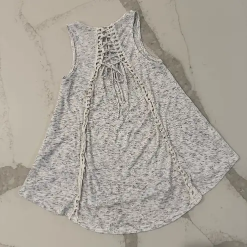 Akemi + Kin Anthropologie Lace Up Back Swing Tank Top Women’s XS Heather Gray
