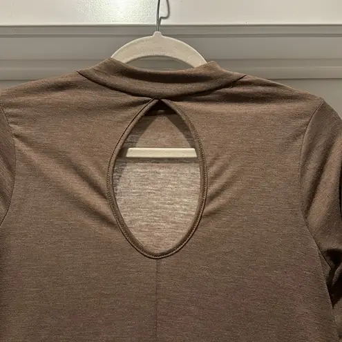 ING Brown Knit Swing Dress Keyhole Back Long Sleeve Size S