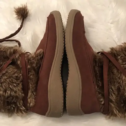 Vintage Fubu Boots Woman’s Size 10 Brown leather and faux fur 90’s Y2K