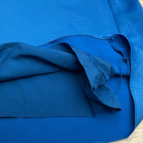 ENVI Blue Silky Elastic Drawstring Waist Long Sleeve Midi Dress Size Small