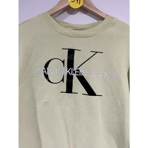 Calvin Klein Woman’s  Crew Neck Short Sweatshirt Light Green Extra Small