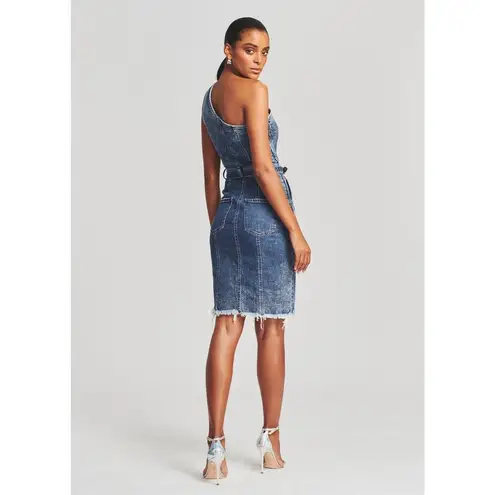 Retrofête Giorgio One-Shoulder Short Belted Denim Dress size small