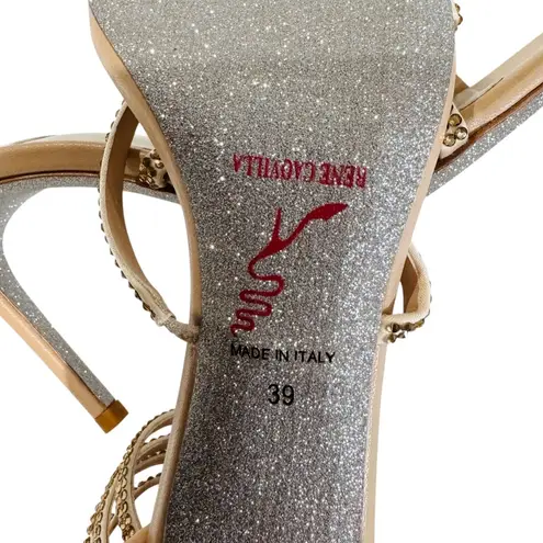 RENE CAOVILLA pink Cleo thin heeled sandals NEW Silver Size 9