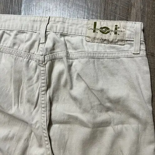2000s Y2k L.e.i. Cream Khaki Mid Rise Flare Pants Jeans Womens Size 9 Tan