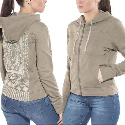 prAna Ari Zip Up Fleece Hoodie Jacket Taupe Brown