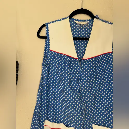 Vintage KOMAR Blue Polka Dot Sailboat Zip Nightgown Dress Size M