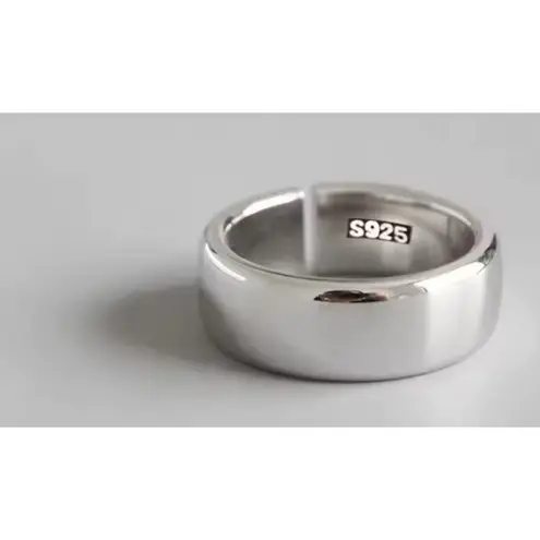 Boutique Adjustable 6mm Silver Ring Band S925 Stacking Thumb Minimalist Open NEW