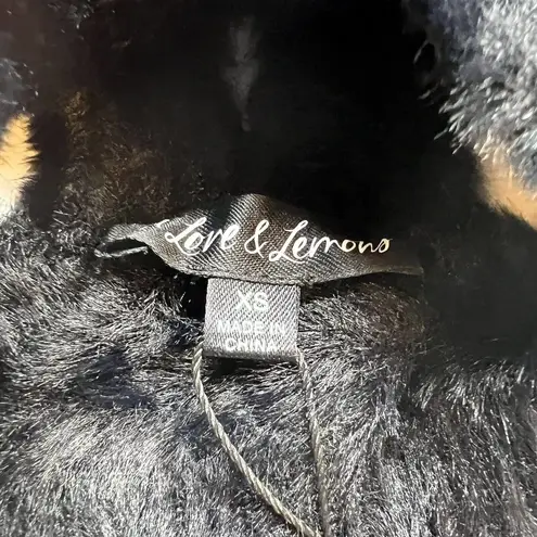 For Love & Lemons  Devin Fuzzy Crop Black Size XS New