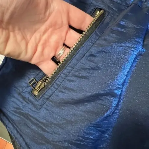 Nils Skiwear Women's Metallic Blue Hooded Ski Jacket Drawstring Made in USA 10