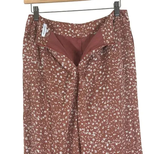 Crescent Wide Leg Pants Womens M Brown Floral Boho Cottagecore Earthy Indie