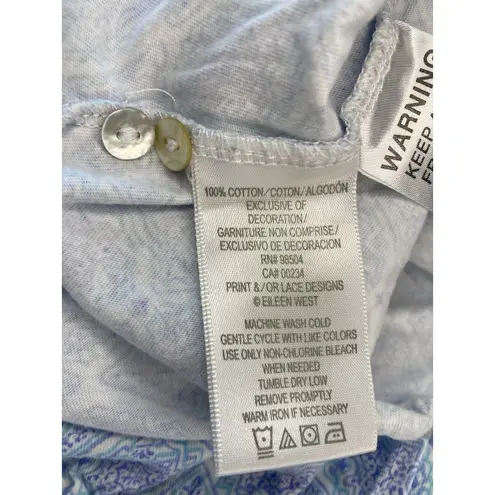 Eileen West Nightgown Blue Ballet Sleeveless Babydoll Lace Trim Cotton Size XL