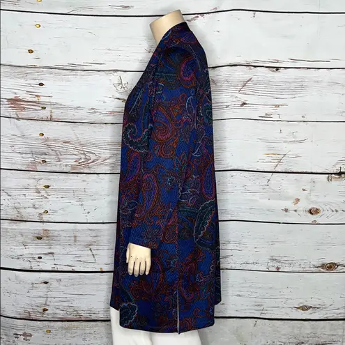 Susan Graver Size 3X Blue - Paisley Print Open Front Duster Cardigan Jacket