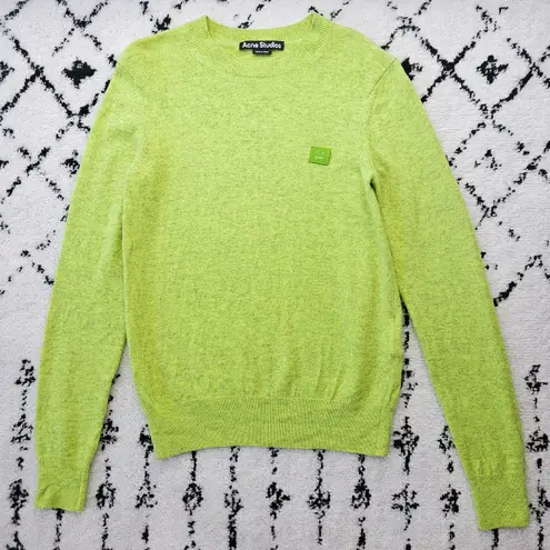 Acne Studios Acne Studios Kalon Face Sweater Neon Green Wool Patch Sweater XS
