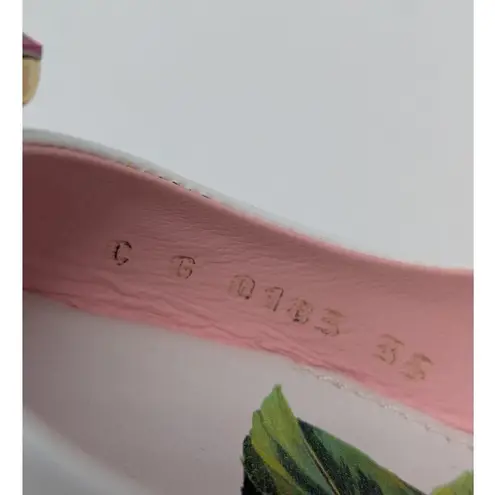 Dolce & Gabbana Jeweled Bellucci Floral Print Slingback Heels White and Pink 35