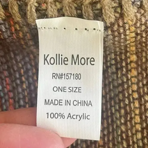 NWOT Kollie Moore Women's Color Block Shawl Long Sweater Coat Scarf One Size Brown