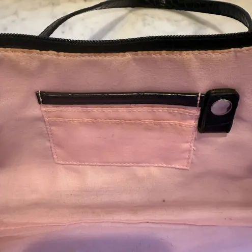 Bisou Bisou Satchel Bag Croc Embossed Leather Top Handle Designer Purse