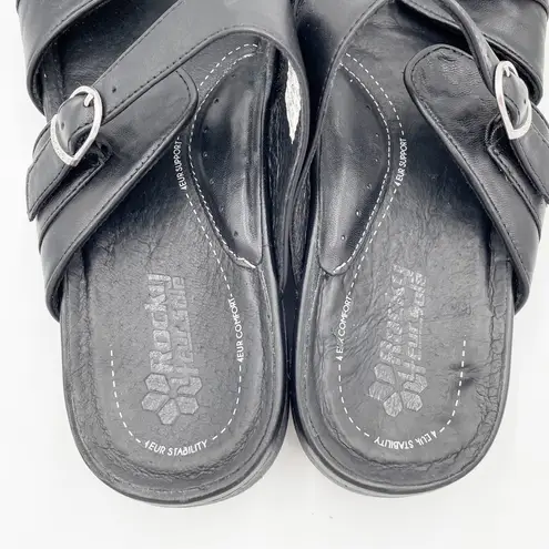 Rocky 4EurSole Golden Day Women's Black Leather Slide Sandals US Size 10