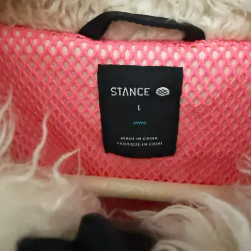 STANCE | "Heatin' Up" Sherpa Pullover Beige Ivory Pink Black Jacket | Large