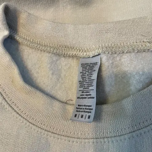 Handmade Unique One of a Kind Flannel Sleeve Love Your Neighbor Cream Sweatshirt M L