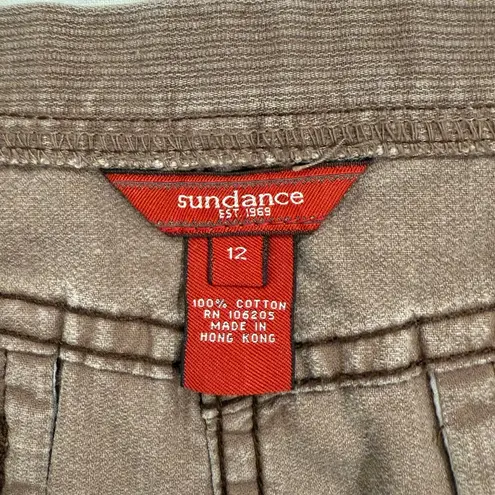 Sundance Pull On Straight Midi Skirt 100% Cotton Brown Women's Size 12 Casual