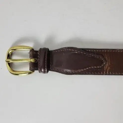 Mens Genuine Leather Belt 34 Brown Basket Weave Braided Solid Brass Buckle