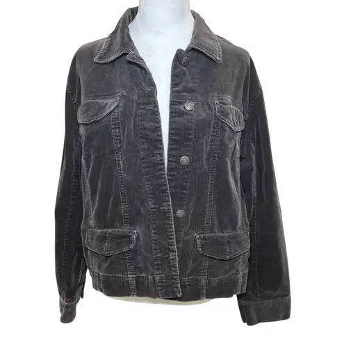 Chico's Dark Brown Corduroy Cotton Blend Casual Jacket Sz 2 Large 12