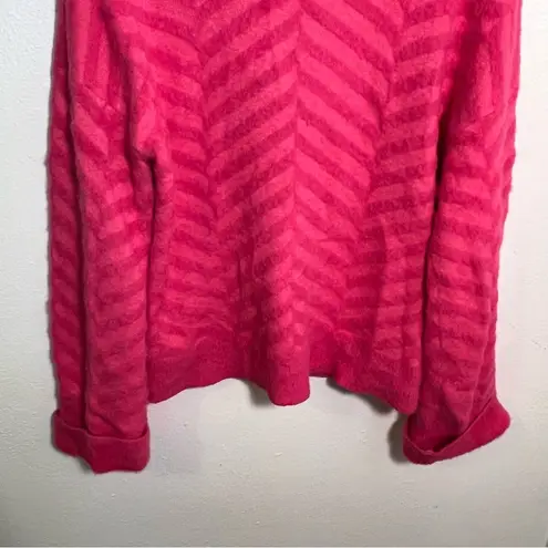 Belldini Mock Neck Sweater Pink Chevron Fuzzy Eyelash Size M
