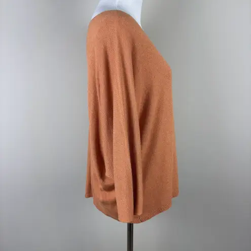 Made in Italy Sweater Top Womens Large Orange 3/4 Sleeve Dolman V