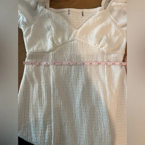 Source Unknown Unbranded White Textured Puff Sleeve Midi Dress Square Neck XS-S - Image 10