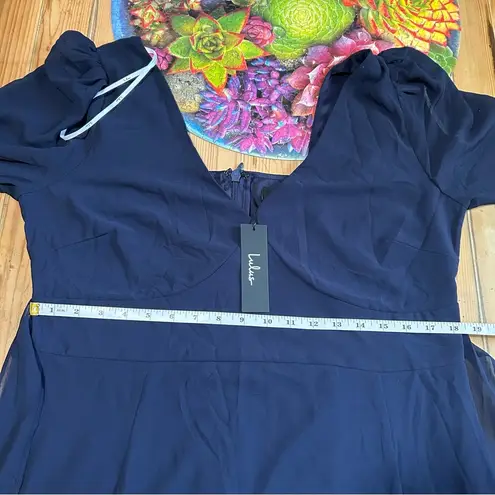 NWT Tier Elegance Navy Long Sleeve Tiered Maxi Dress Blue Size 1X