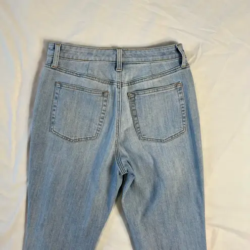 Women's 8P Modern Ankle Jean With Pink Side Stripe Light Wash Denim Blue