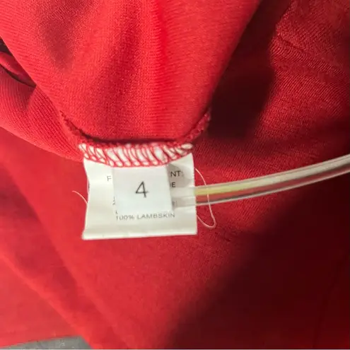 DEREK LAM 10 CROSBY Red Black Dress Venetian Will Blend Lamkin Leather Size 4