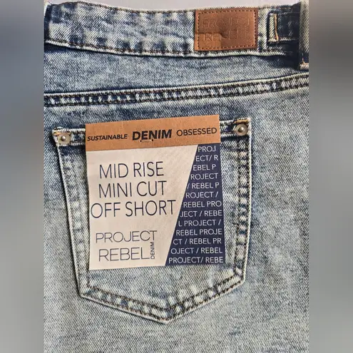 Project Rebel Mid Rise Mini Cut Off Denim Shorts Size 15 Blue