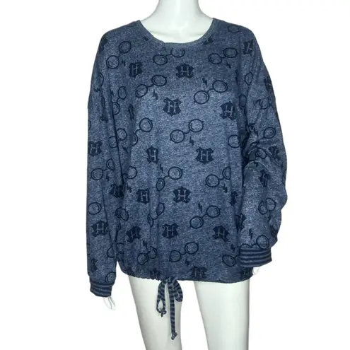 Harry Potter Pajama Set Womens Large Navy Blue Black Wizarding World 2-Piece