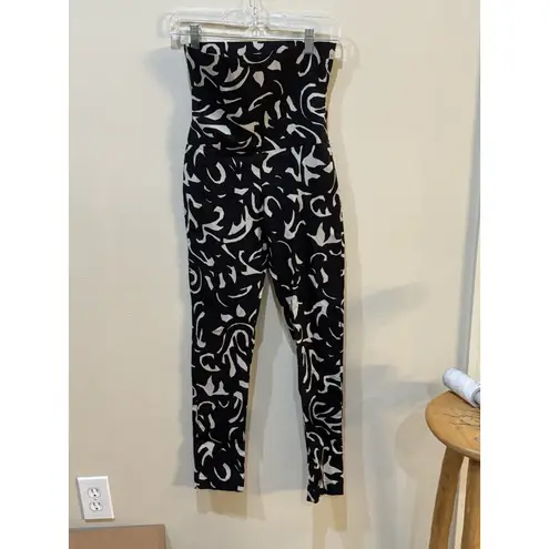 BITTE KAI RAND Abstract Black Size XS Fold Over Waist Stretch Leggings Women