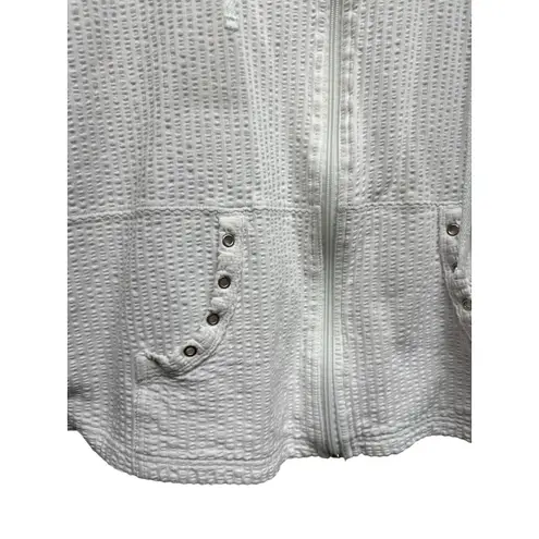 Studio Works Womens XL Pink Seersucker Textured Hooded Zip Up Jacket - Image 3