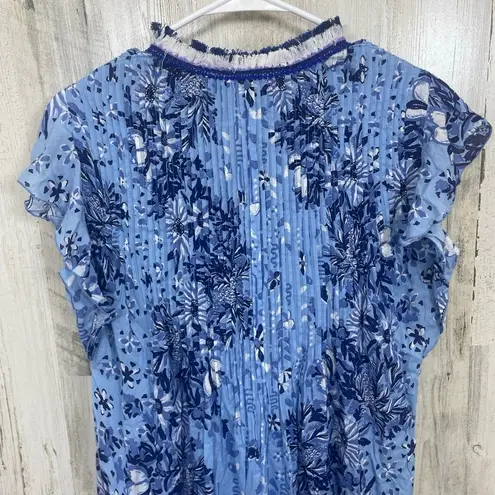 Poupette St Barth Sasha Mini Dress French Blue sz S Tassels Vacation Boho Resort