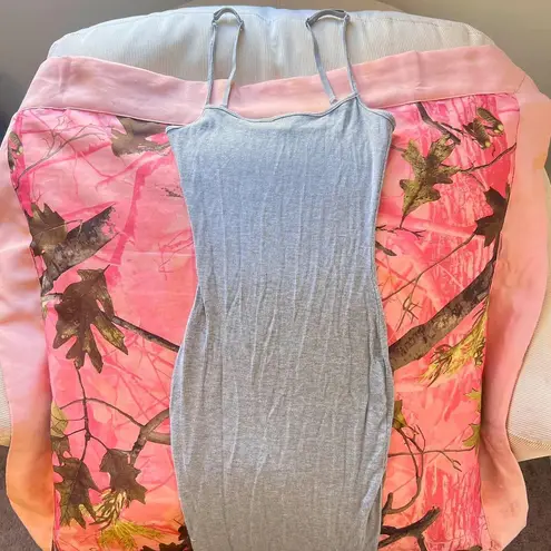 grey full length fitted dress tank maxi Gray