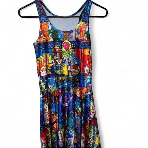 Stained Glass Fairytale Skater Print Dress Blue