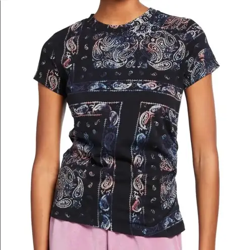 Pam & Gela Bandana Print Ruched T Shirt S NWT