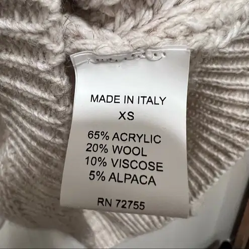 Maison Pholya Cream Beige Ribbed Knit Wool Alpaca Blend Sweater With Scarf XS Tan