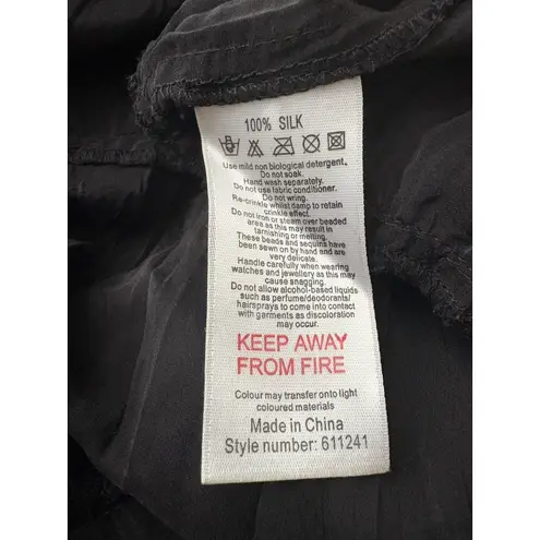 Monsoon Crinkle Maxi Skirt 10 Black Lace Tiered Witchy Dark Romantic Vamp